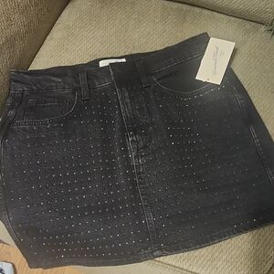Universal Thread Black Studded Denim Mini Skirt